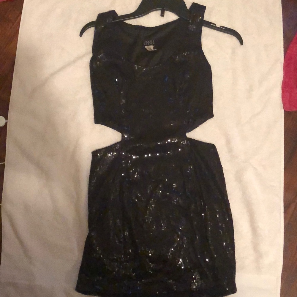 Black Cut out sequin mini dress